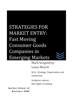 STRATEGIES FOR MARKET ENTRY: Fast Moving Consumer Goods