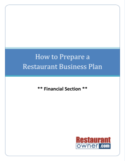 How to Prepare a  Restaurant Business Plan    ** Financial Section **