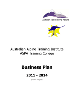 Business Plan Australian Alpine Training Institute ASPA Training College 2011 - 2014