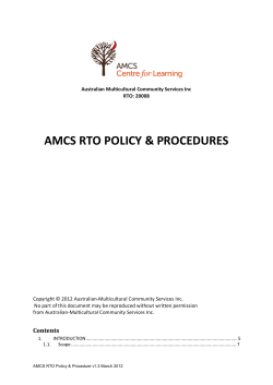 AMCS RTO POLICY &amp; PROCEDURES