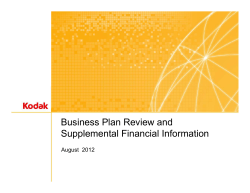 Business Plan Review and Supplemental Financial Information August  2012