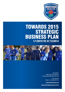 TOWARDS 2015 STRATEGIC BUSINESS PLAN 1/1/2010 TO 31/12/2014