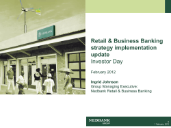 Retail &amp; Business Banking strategy implementation update Investor Day