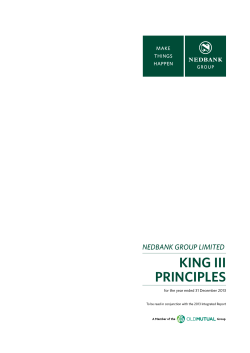 King iii PRinCiPLES NEDBANK GROUP LIMITED for the year ended 31 December 2013
