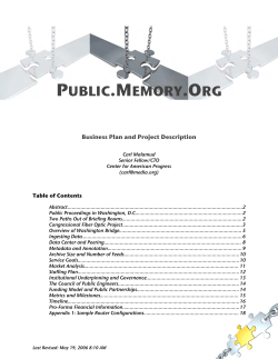 Business Plan and Project Description Table of Contents