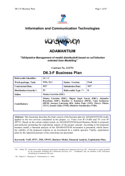 ADAMANTIUM D6.3-F Business Plan  Information and Communication Technologies