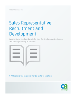 Sales Representative Recruitment and Development