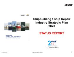Shipbuilding / Ship Repair Industry Strategic Plan 2020 STATUS REPORT
