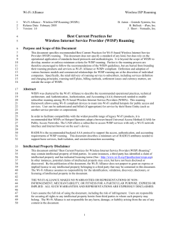 Wi-Fi Alliance Wireless ISP Roaming