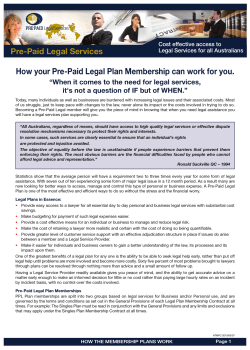 How your Pre-Paid Legal Plan Membership can work for you.