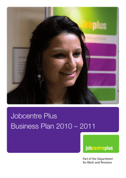 Jobcentre Plus Business Plan 2010 – 2011