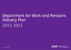 Department for Work and Pensions Delivery Plan 2012-2013