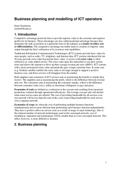Business planning and modelling of ICT operators 1. Introduction