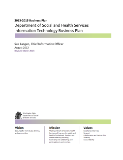 Department of Social and Health Services Information Technology Business Plan