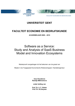 Software as a Service: Study and Analysis of SaaS Business UNIVERSITEIT GENT
