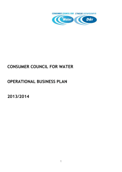 CONSUMER COUNCIL FOR WATER  OPERATIONAL BUSINESS PLAN 2013/2014