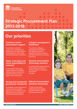 Strategic Procurement Plan 2013-2018 Our priorities Customer-centric