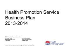 Health Promotion Service Business Plan 2013-2014