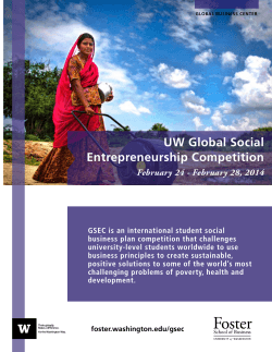 UW Global Social Entrepreneurship Competition February 24 - February 28, 2014