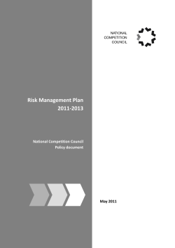 Risk Management Plan 2011-2013 National Competition Council Policy document