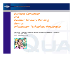 Business Continuity and Disaster Recovery Planning from an