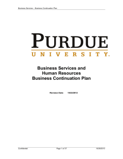 Business Services and Human Resources Business Continuation Plan