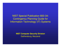 NIST Special Publication 800-34: Contingency Planning Guide for Information Technology (IT) Systems