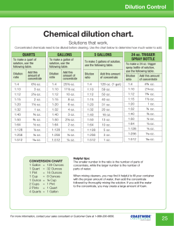 Chemical dilution chart. Dilution Control Cleaners and Chemicals 2010