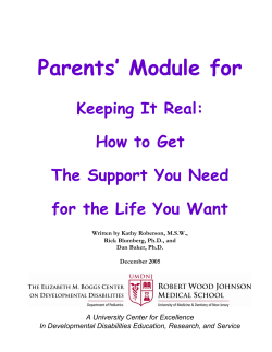 Parents’ Module for Keeping It Real: How to Get The Support You Need