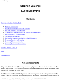 Stephen LaBerge Lucid Dreaming Contents