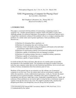 XXII. Programming a Computer for Playing Chess