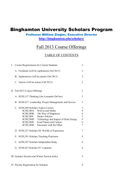 Binghamton University Scholars Program Fall 2013 Course Offerings
