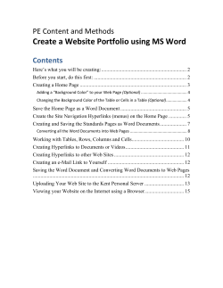 Create a Website Portfolio using MS Word PE Content and Methods Contents