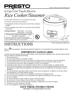 Rice Cooker/Steamer 8-Cup Cool Touch Electric