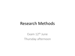 Research Methods Exam 12 June Thursday afternoon
