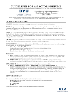 GUIDELINES FOR AN ACTOR’S RESUME