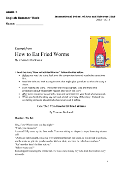 How to Eat Fried Worms Excerpt from By Thomas Rockwell
