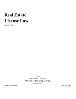 Real Estate License Law Division of Licensing Services (January 2014)