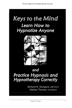 1 Practice Hypnosis and Hypnotherapy Correctly Nongard &amp; Thomas
