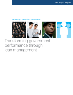 Transforming government performance through lean management McKinsey Center for Government