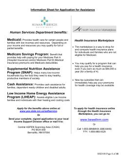 Human Services Department benefits: Medicaid: Information Sheet for Application for Assistance