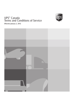 UPS Canada Terms and Conditions of Service Effective January 2, 2012