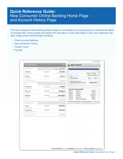 Quick Reference Guide: New Consumer Online Banking Home Page