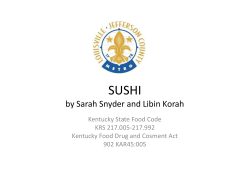 SUSHI by Sarah Snyder and Libin Korah Kentucky State Food Code KRS 217.005-217.992