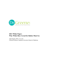 2011 White Paper: Why White Rice Cereal for Babies Must Go