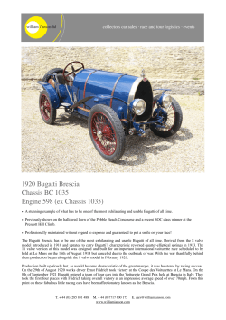 1920 Bugatti Brescia Chassis BC 1035 Engine 598 (ex Chassis 1035)