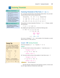 Factoring Trinomials of the Form