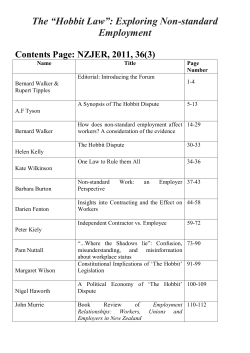 The “Hobbit Law”: Exploring Non-standard Employment  Contents Page: NZJER, 2011, 36(3)