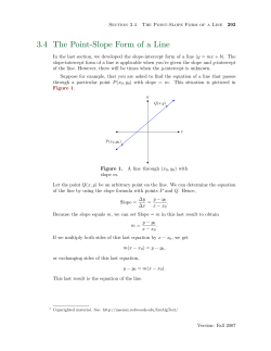 3.4 The Point-Slope Form of a Line