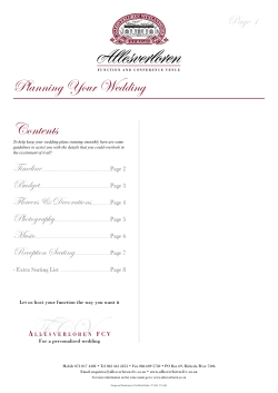 Planning Your Wedding Contents Page 1